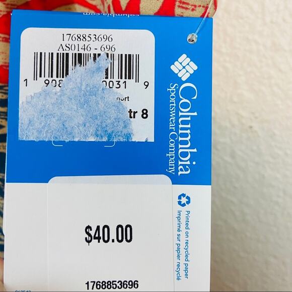 Columbia Swim Trunks Omni-Shield Tropical Stripe Men's NWT Tan Blue Red sz 2X - Picture 3 of 16